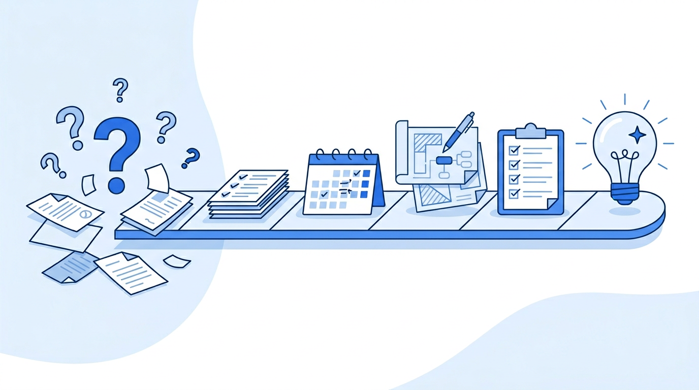 איור תהליך ליווי — מבלבול לסדר ובהירות